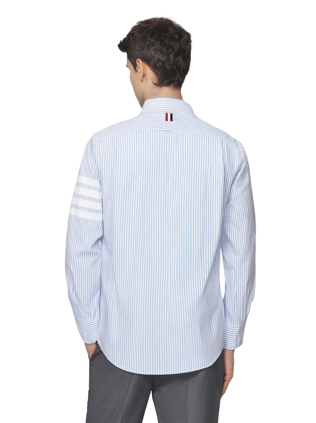 Men's Striped Long-Sleeve Shirt — Classic Button Collar | Thom Browne