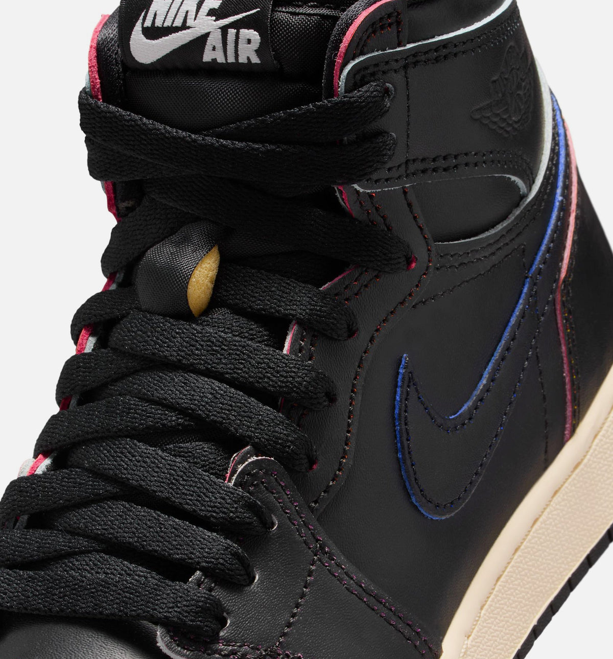 Air Jordan 1 Retro High OG Grade School Sneakers - Black / Black / Light Beige