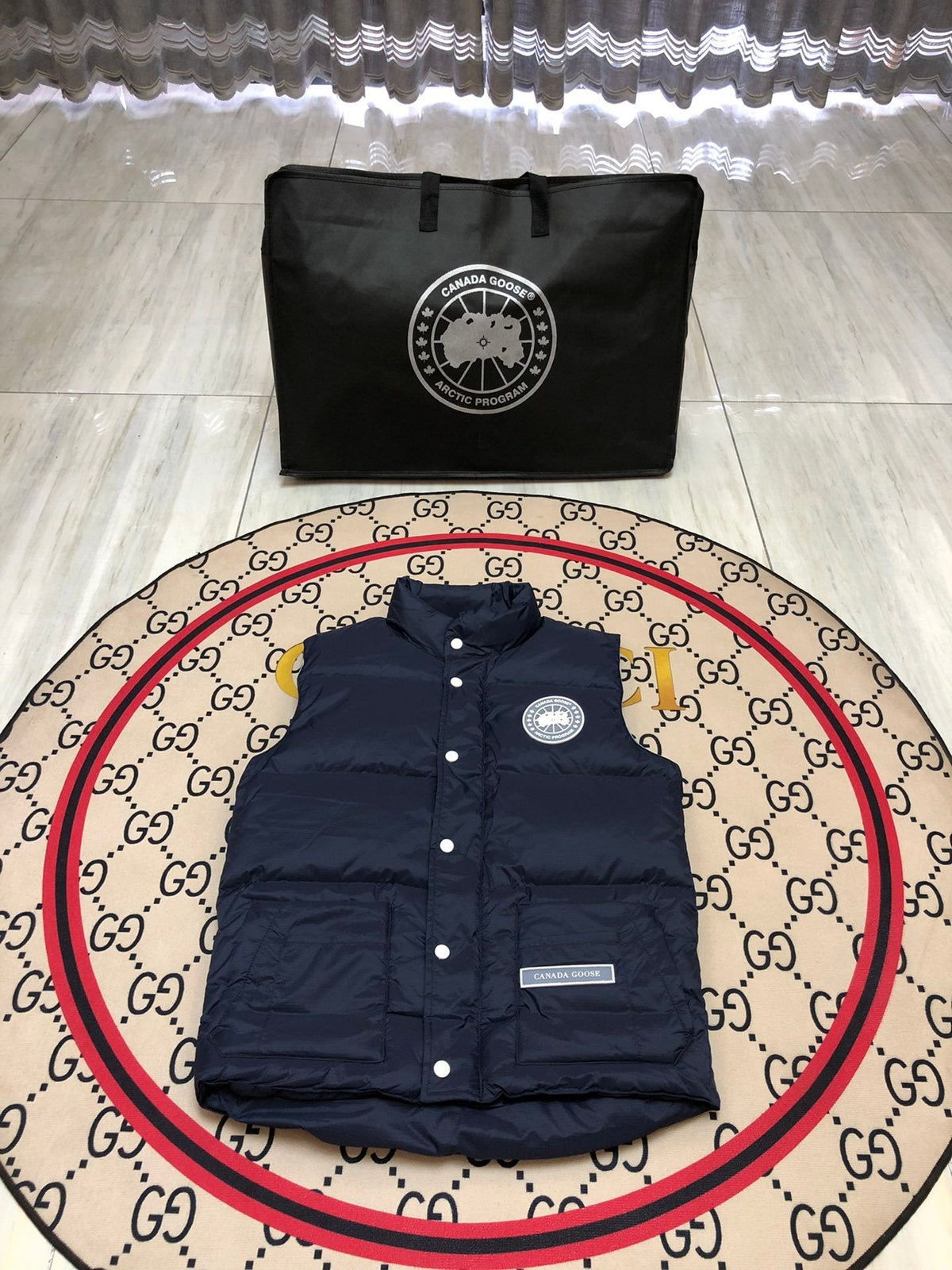Canada Goose Puffer Vest in Navy with Stand Collar