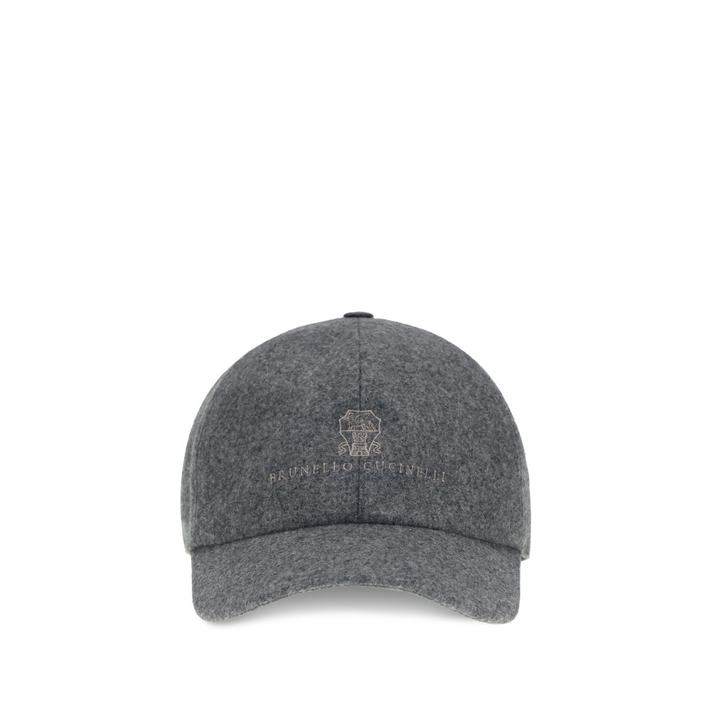 Brunello Cucinelli Gray Wool Baseball Cap