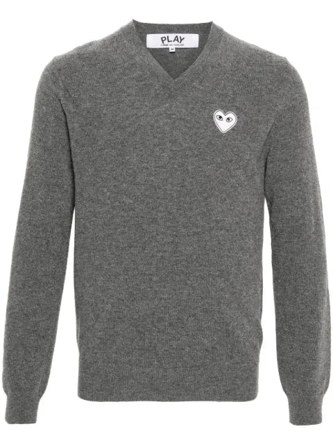 Comme Des Garçons Play heart-patch mélange-effect wool jumper