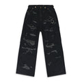 BLACK DISTRESSED PATCH WORK SWEATPANTS