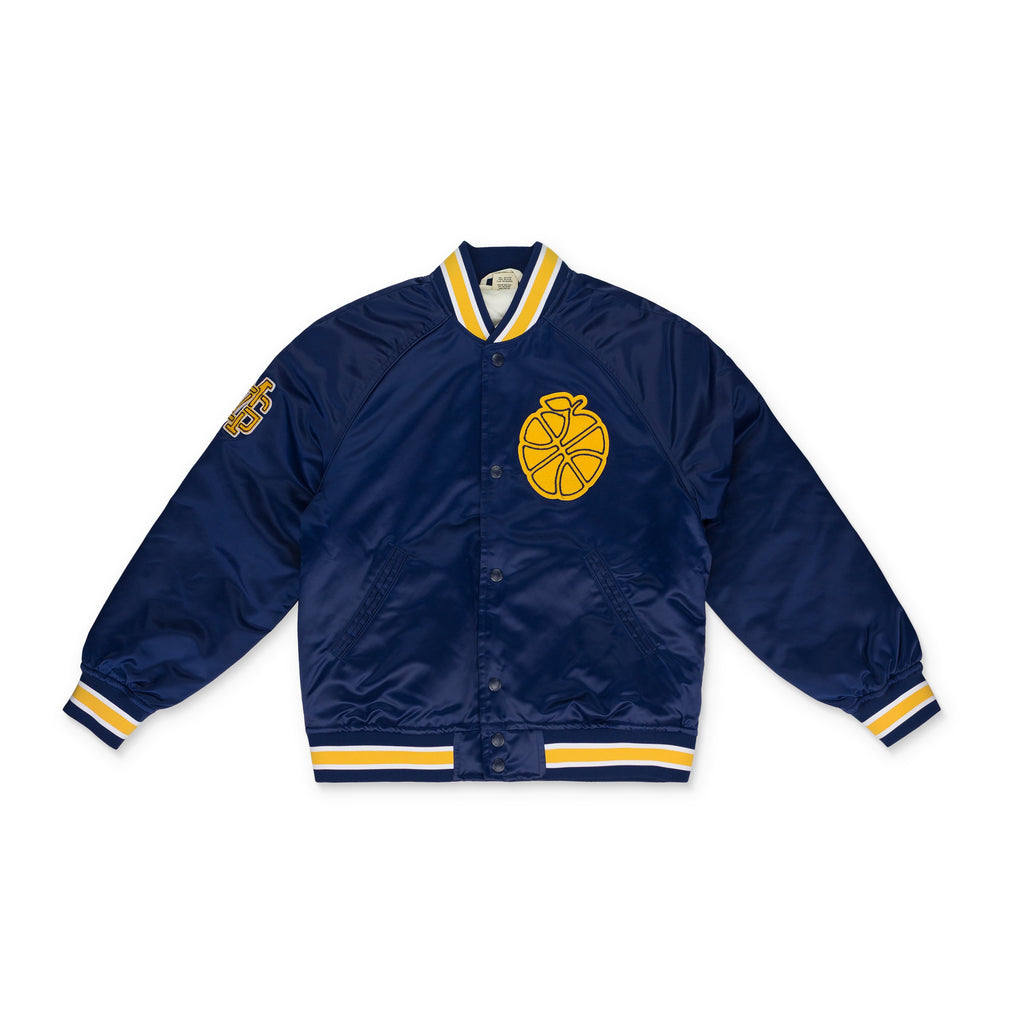 BLUE NEW BALANCE SATIN TEAM TRACK JACKET