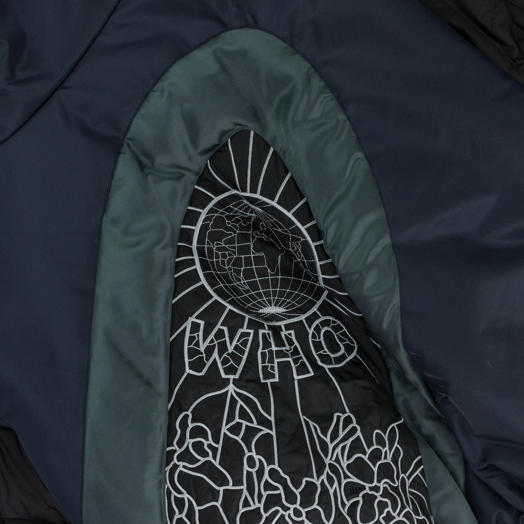 Indigo Diagonal Glass Puffer Jacket