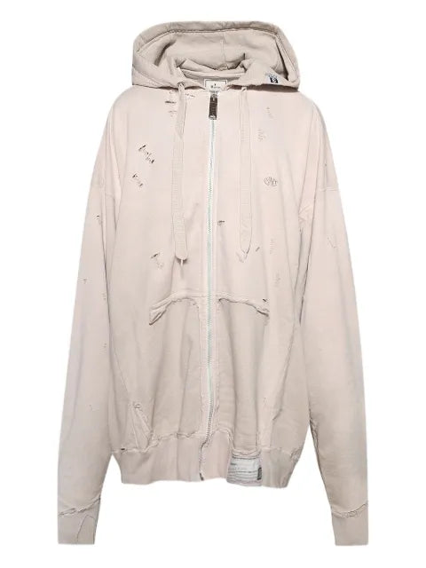 Maison MIHARA YASUHIRO distressed zip-up hoodie
