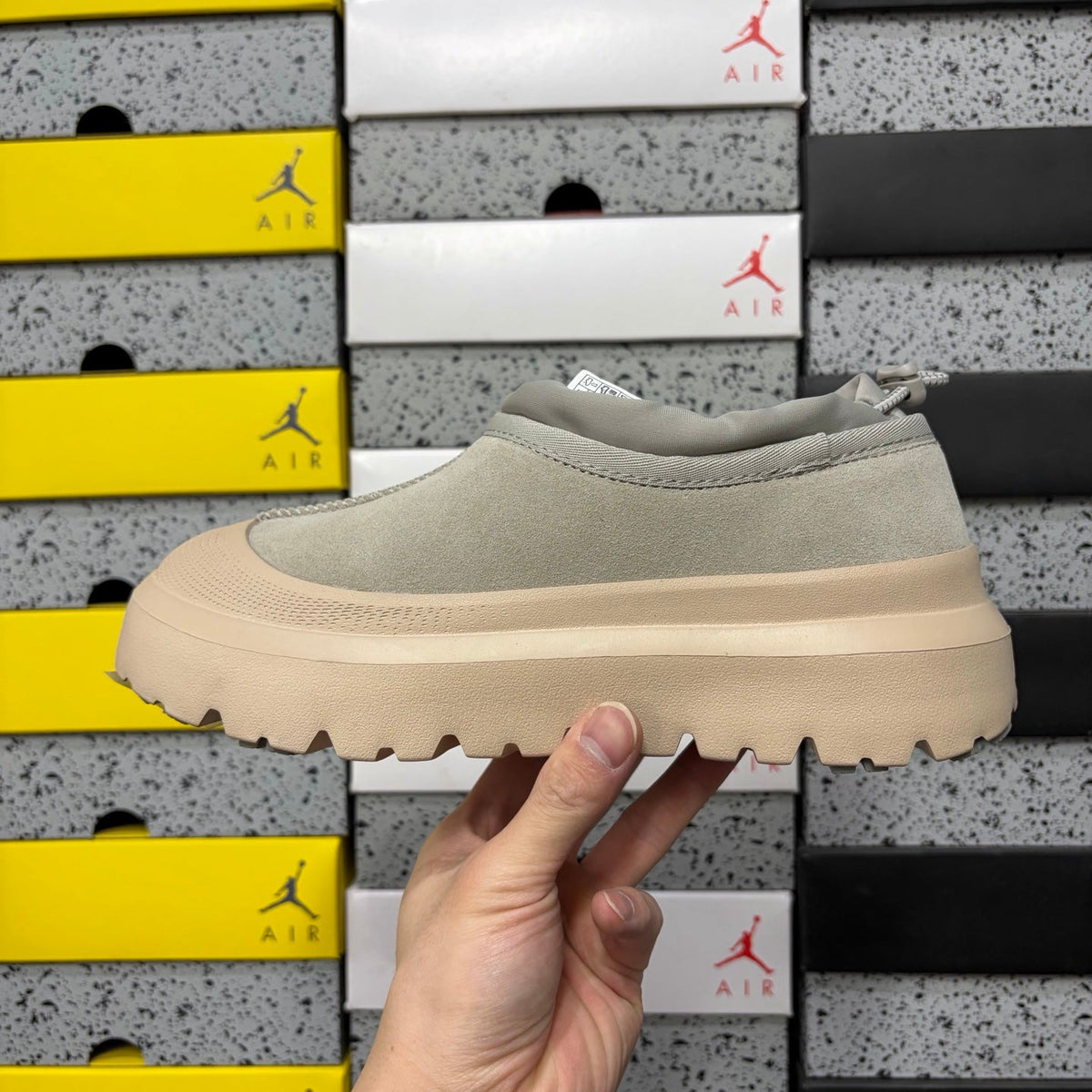 UGG Tasman Weather Hybrid Slip-On – Waterproof Suede Shoe with Shearling Lining, Drawstring Collar & All-Terrain Lug Sole in Grey