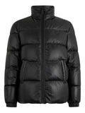 Philipp Plein logo-patch leather puffer jacket