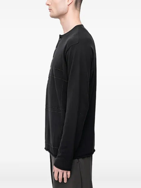 Devoa Henley-neck long-sleeve sweater