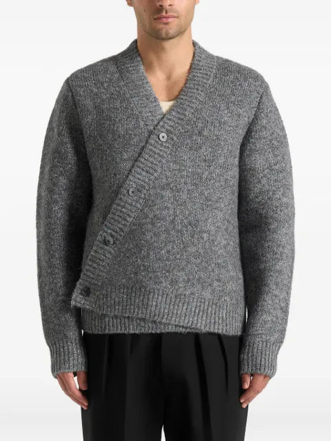 Manière De Voir Dani unisex asymmetric brushed knit cardigan
