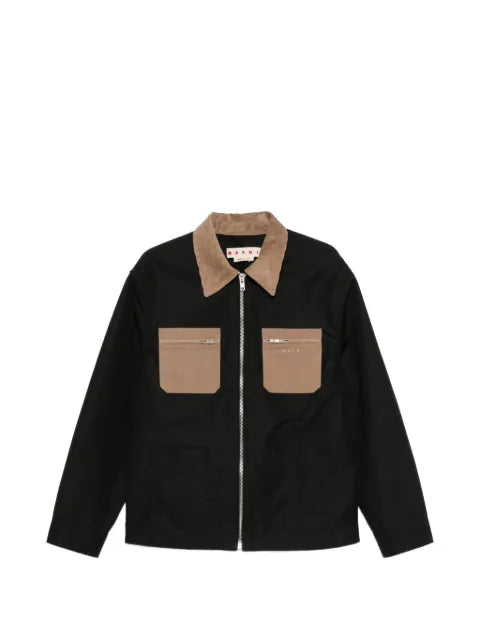 Marni contrast-collar patch-pocket jacket