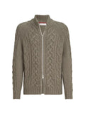 Brunello Cucinelli cable-knit cardigan in cashmere feather yarn with zipper