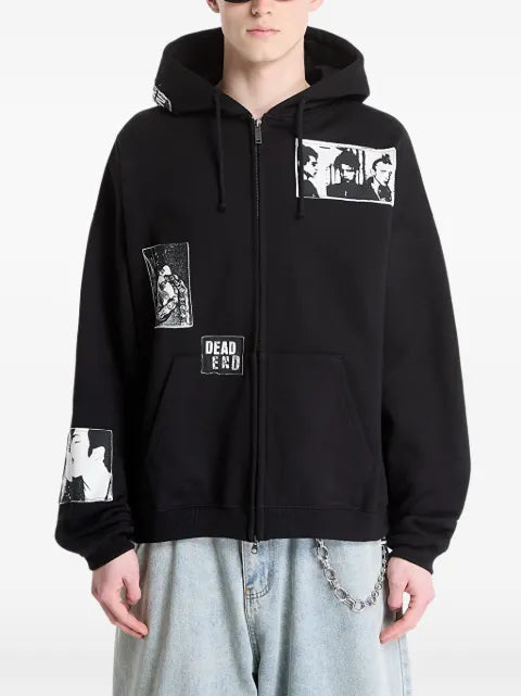 WASTED patch-detail zip hoodie