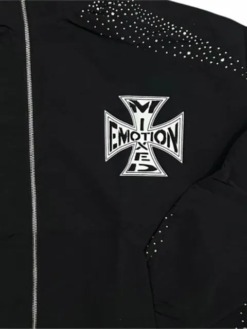 Mixed Emotion Classic crystal-embellished zip-up jacket