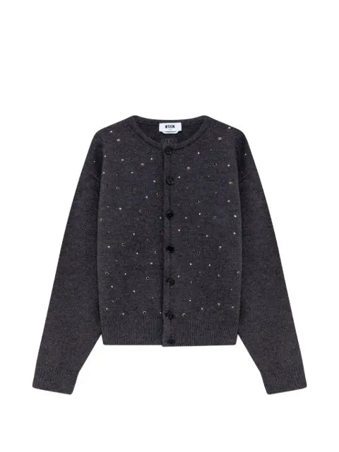 MSGM crystal-embellished eyelet-detail cardigan