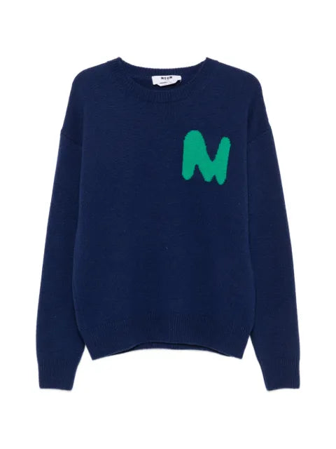 MSGM intarsia-knit logo-embroidered sweater