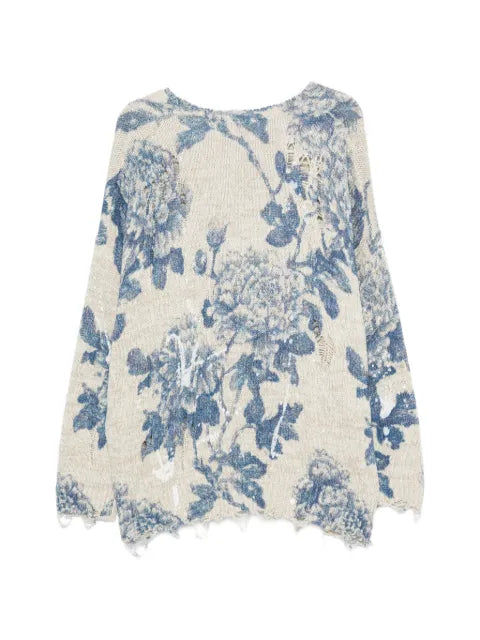 R13 floral-print distressed cardigan