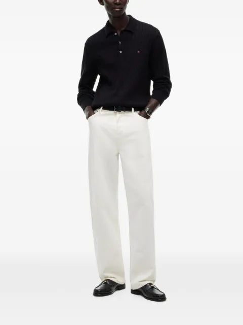 Tommy Hilfiger cable-knit polo sweater