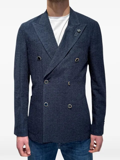 Lardini double-breasted slub-texture blazer
