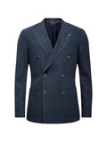 Lardini double-breasted slub-texture blazer