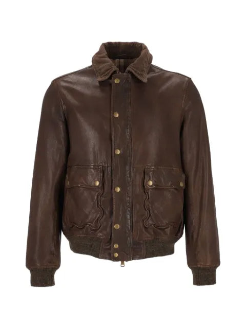 Al Duca D’Aosta 1902 grainy leather bomber jacket