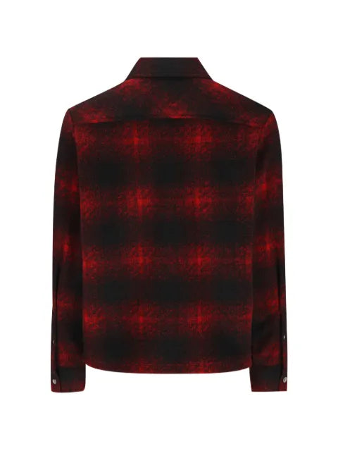 Moncler check logo-patch shirt jacket