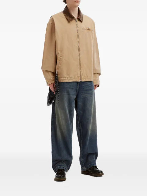 Musium Div. contrasting-collar zip-up jacket