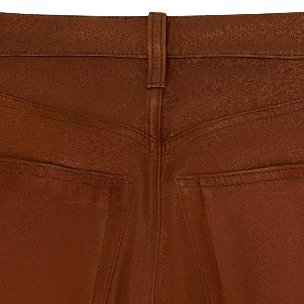 Brown Mask Hi Red Straight Leather Jeans