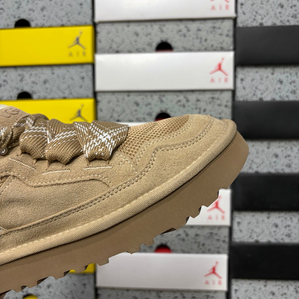 UGG Lowmel Lace-Up Sneaker – Suede & Mesh Low-Top Trainer with Shearling Lining & Tonal Lug Sole in Sand
