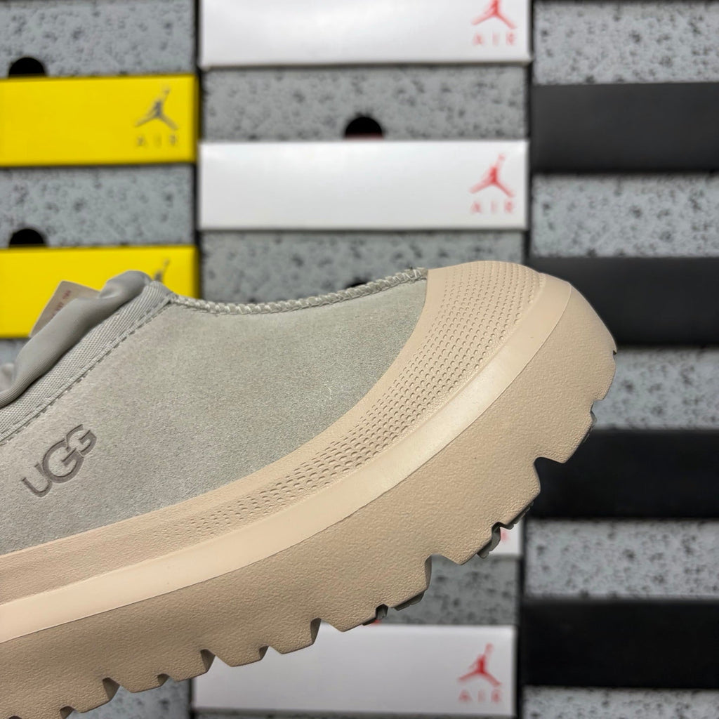 UGG Tasman Weather Hybrid Slip-On – Waterproof Suede Shoe with Shearling Lining, Drawstring Collar & All-Terrain Lug Sole in Grey