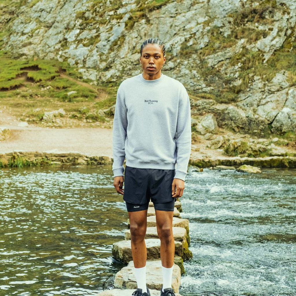 Acid Running x Percival Restless Souls Sweatshirt: Atheletic Grey