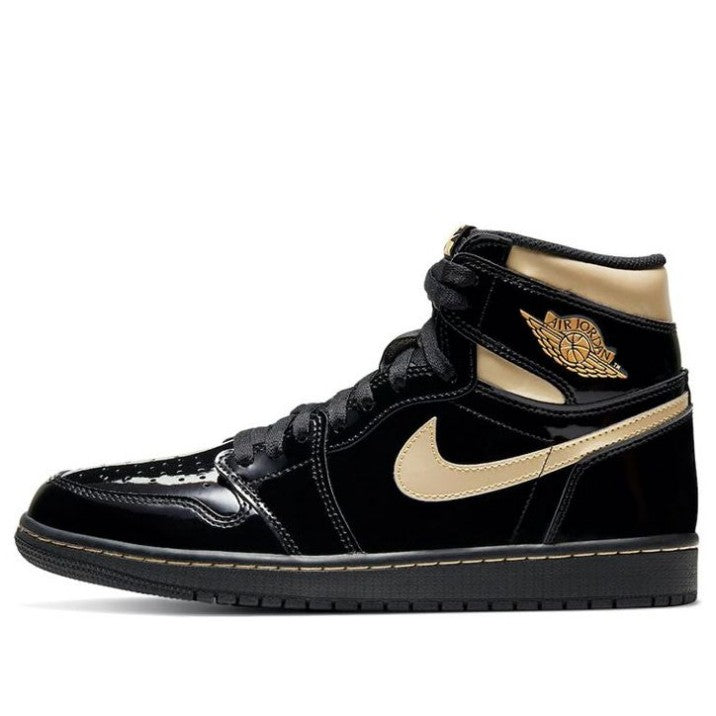 Air Jordan 1 Mid SE 'Black Gold Patent Leather' 852542-007