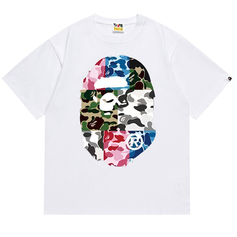 BAPE Multicolor ABC Camo Big Ape Head Men's T-Shirt - White