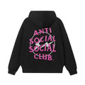 Anti Social Social Club Pink Logo Black Hoodie