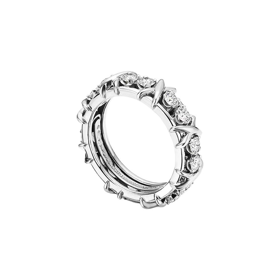 Tiffany Style Crossover Cubic Zirconia 18K Gold-Plated Ring