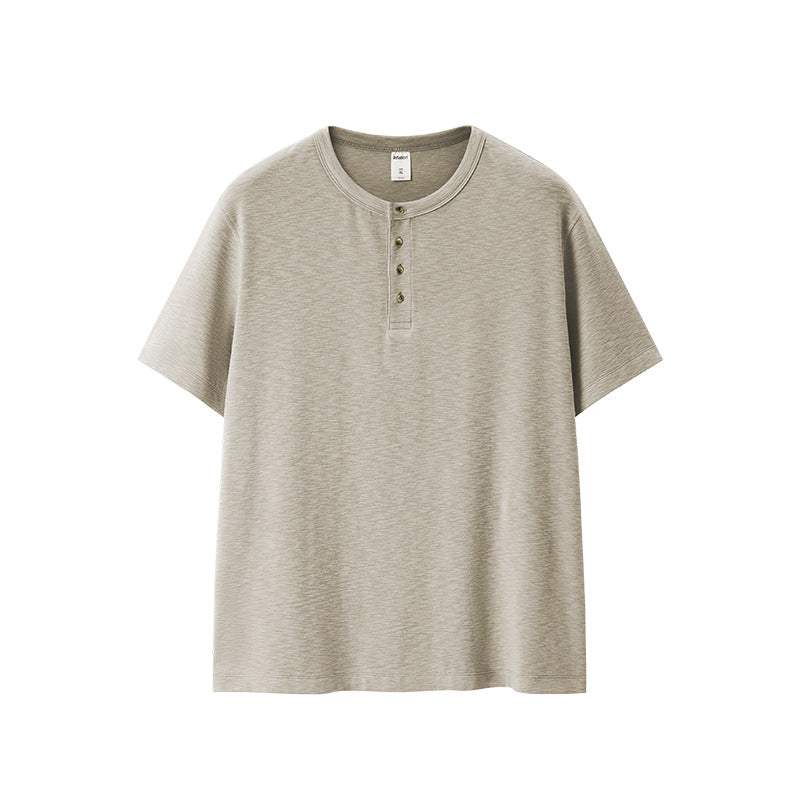 INFLATION Old Money Henley Short-Sleeve T-Shirt – Relaxed Loose Fit