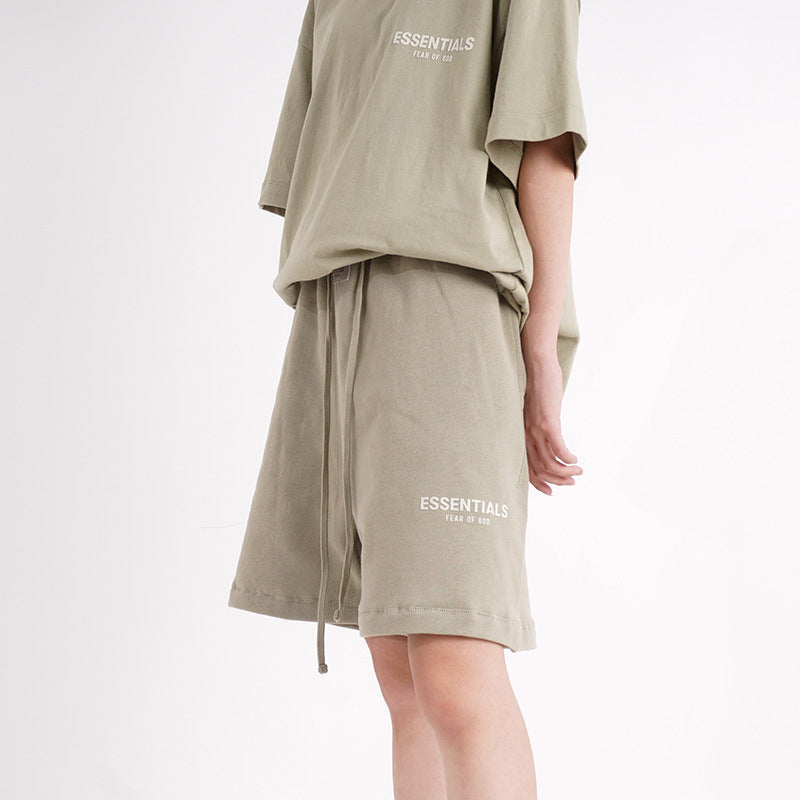 Fear Of God Essentials Flocked Logo Drawstring Sweat Shorts Collection