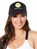 BLACK SMILEY TRUCKER HAT
