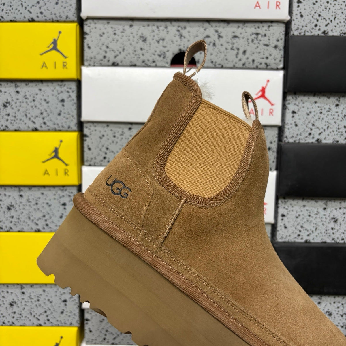 UGG Chelsea Platform Ankle Boot – Women’s Suede Boot with Metal Ring Pull Tabs & Lug Sole in Wheat