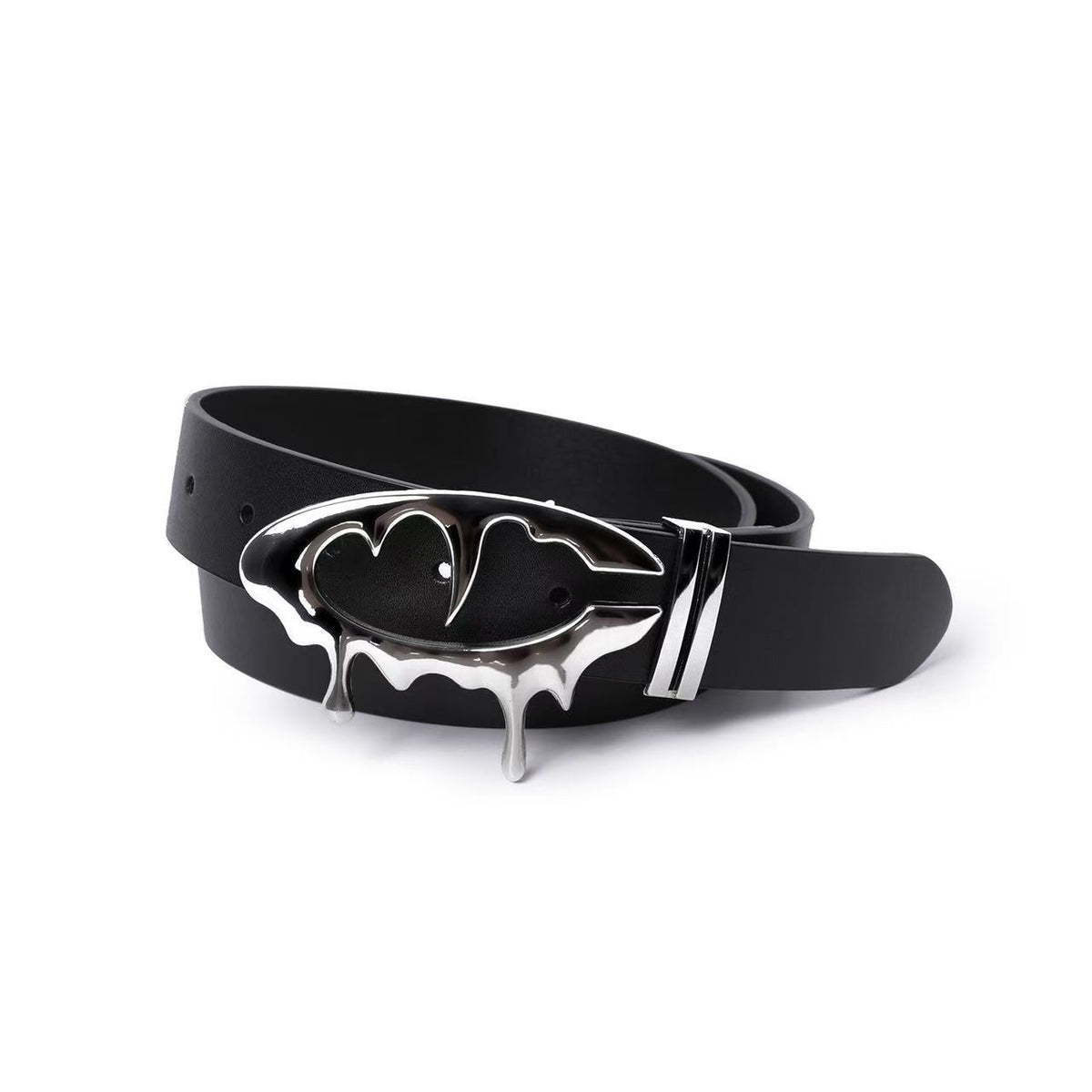 Cuibuju Leather Belt Spiked & Melting Heart Metal Buckle Waist Belt