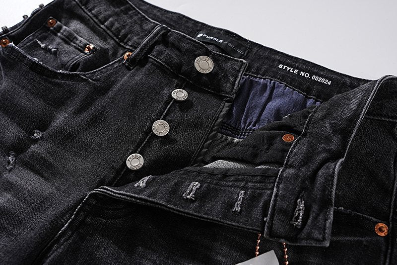 Purple Brand Black Distressed Studded Jeans