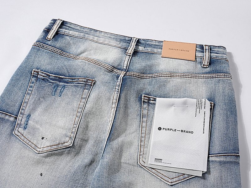 Purple Brand Light Blue Distressed Paint Splatter Jeans