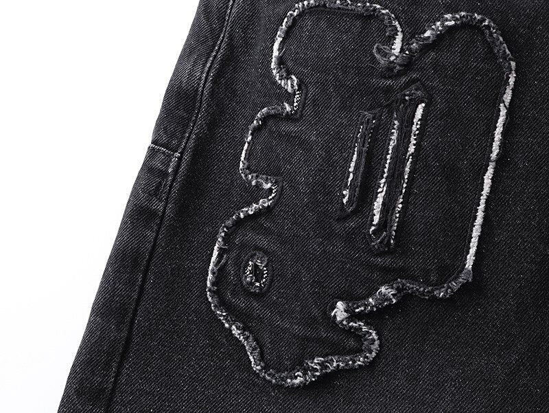 Purple Brand Black Graphic Patch Jeans