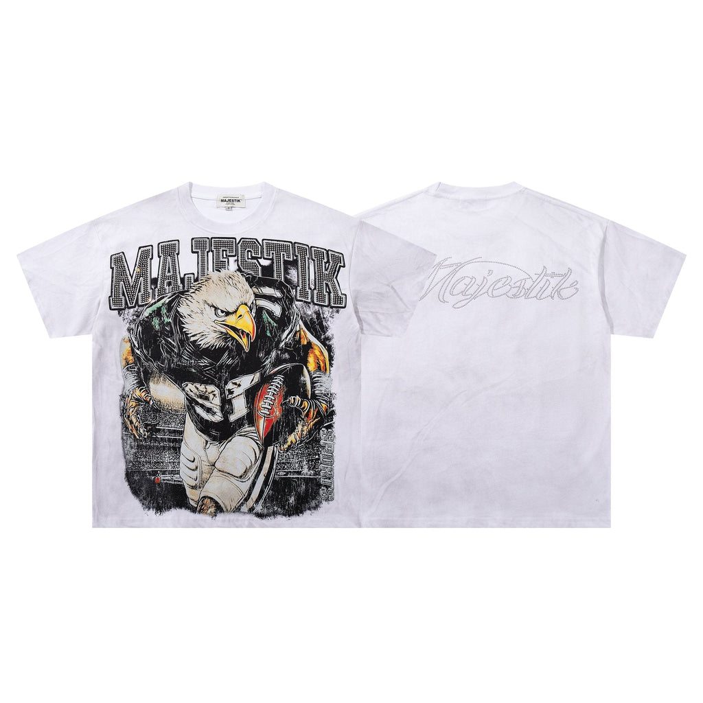 MAJESTIK Eagle Football Graphic Short-Sleeve T-Shirt - White