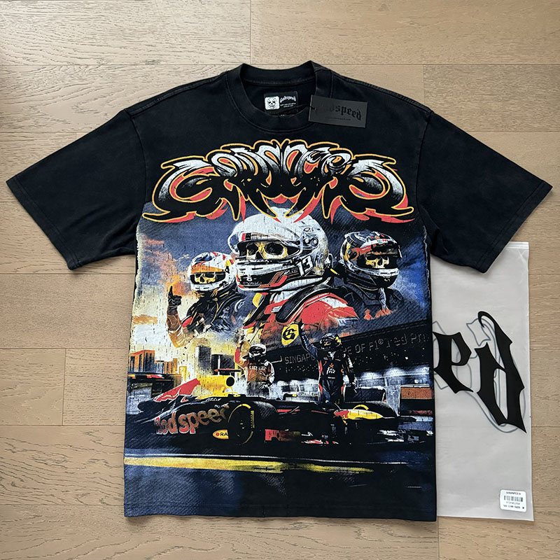 Godspeed Washed Black Racing Graphic T-Shirt
