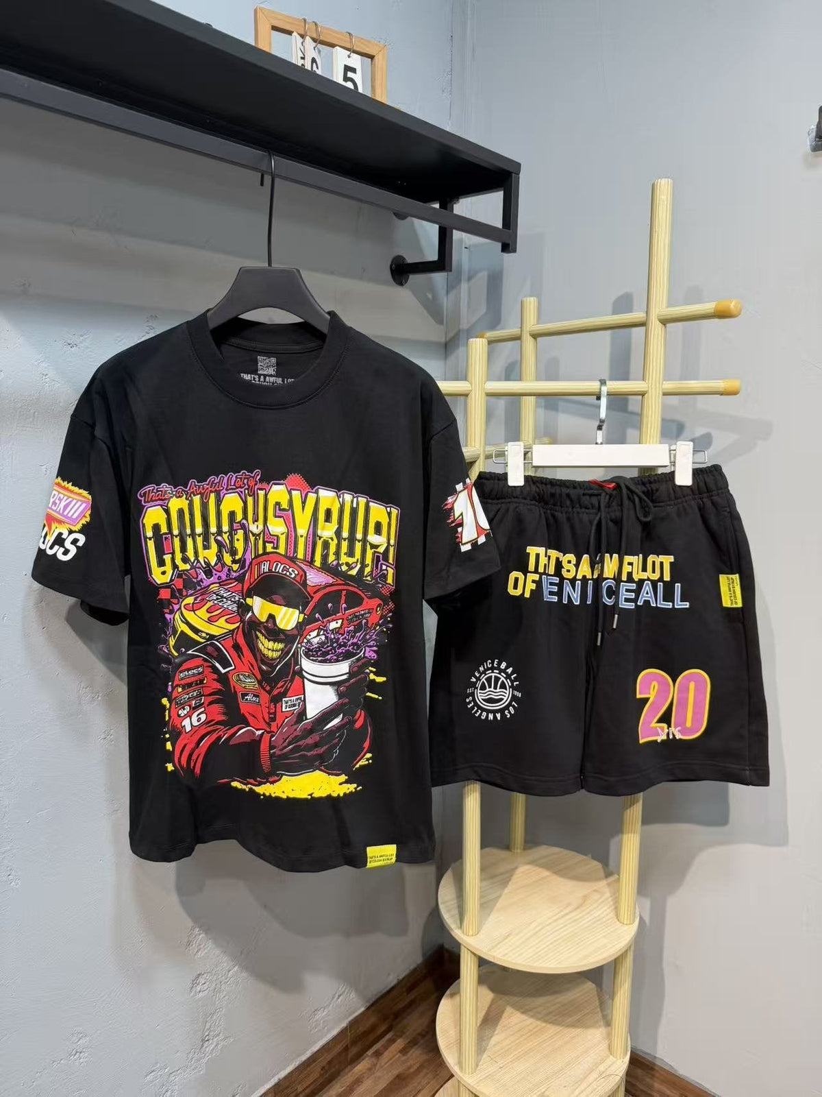 THAT'S A AWFUL LOT OF COUGH SYRUP Racing Graphic T-Shirt & Shorts Set