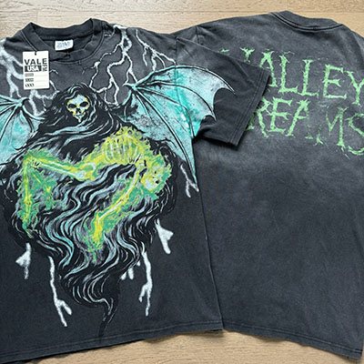 VALE USA Grim Reaper Graphic T-Shirt - Charcoal Black