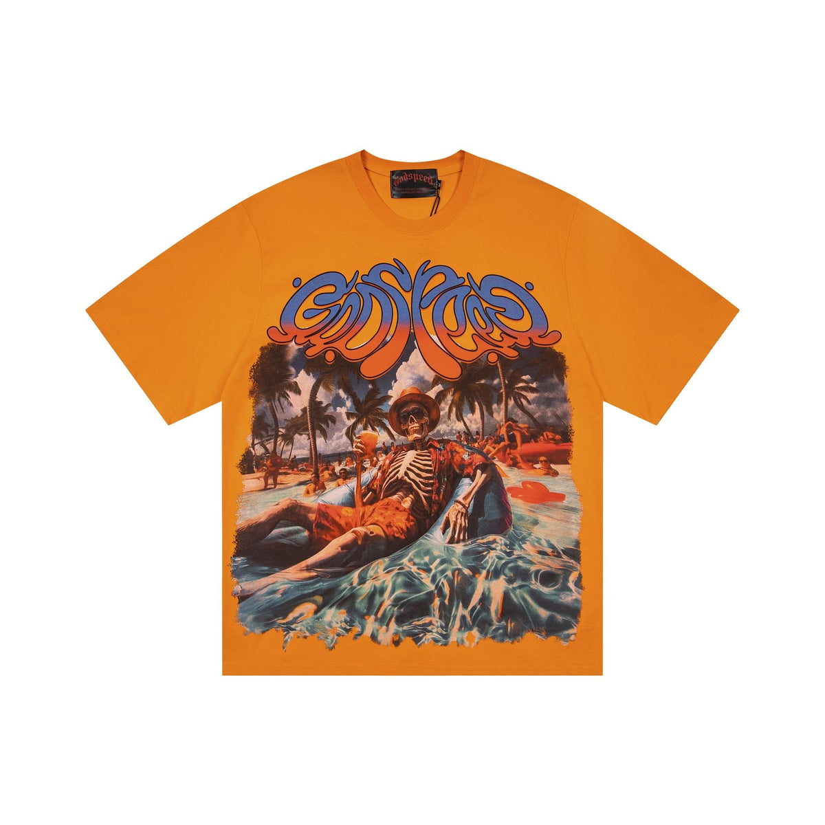 Godspeed Beach Skeleton Graphic T-Shirt