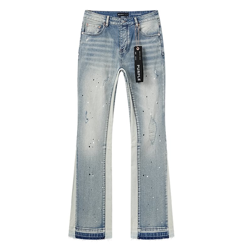 Purple Brand Light Blue Paint-Splatter Distressed Jeans