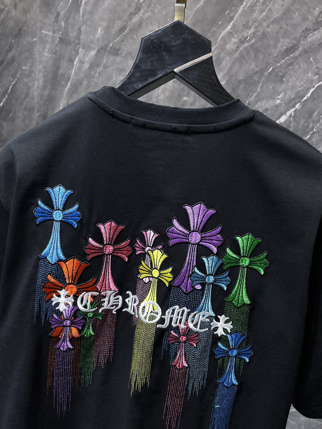 Chrome Hearts Floral Cross Embroidered T-Shirt