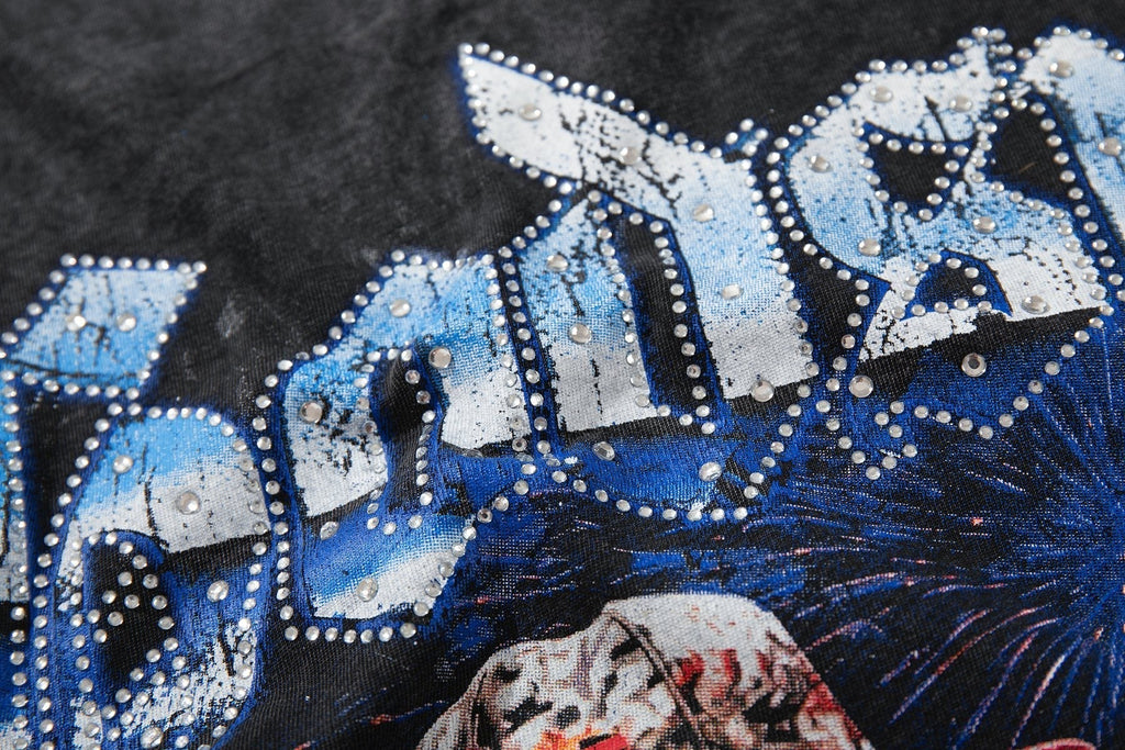 MAJESTIK Racing Graphic Acid-Wash T-Shirt